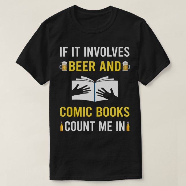 Bier und Comic Bücher Comicen T-Shirt (Design vorne)