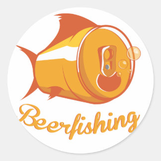 Bier und Fischerei Runder Aufkleber