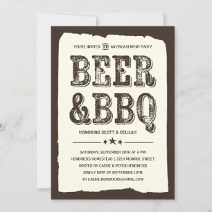 Bier und GRILLEN   Rustikales Engagement Einladung