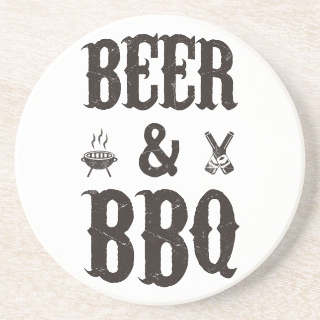 Bier und GRILLEN Sandstein Untersetzer (Vorne)