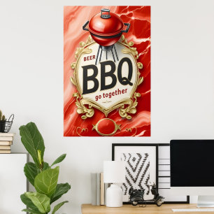 Bier und GRILLEN zusammen Poster
