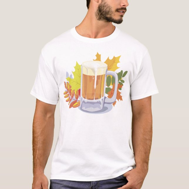 Bier und Herbstleaves Oktoberfest T-Shirt (Vorderseite)