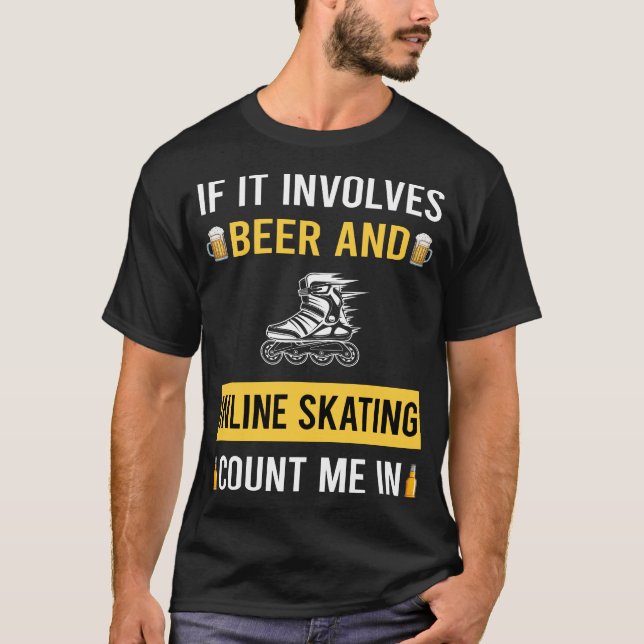 Bier und Inline-Skaten-Skate Skater T-Shirt (Vorderseite)