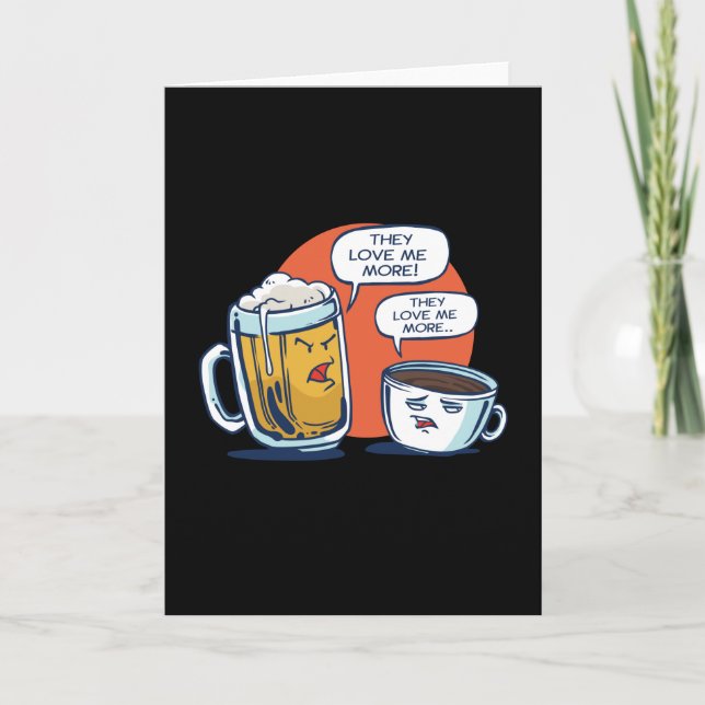 Bier und Kaffee streiten Karte (Vorderseite)