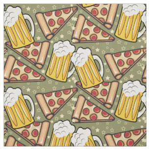 Bier-und Pizza-Grafik-Muster Stoff