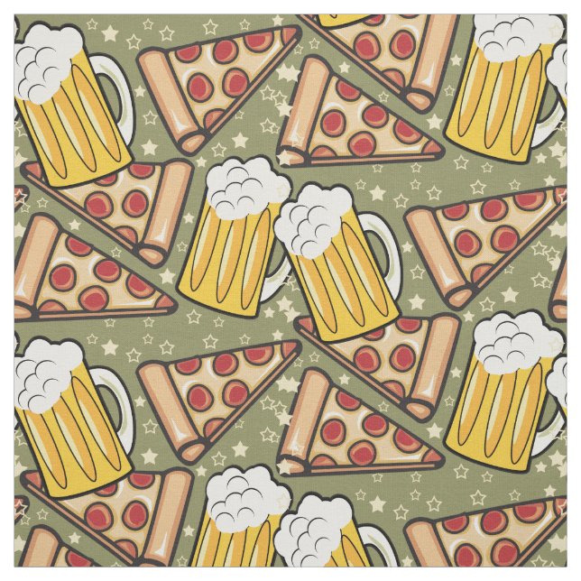 Bier-und Pizza-Grafik-Muster Stoff (Muster)