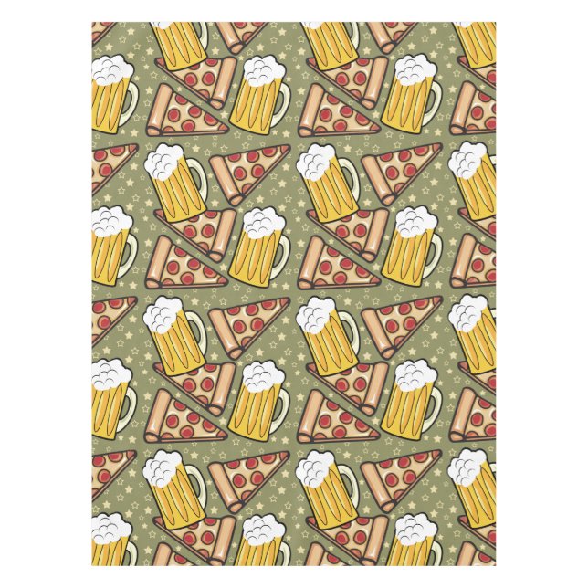 Bier-und Pizza-Grafik-Muster Tischdecke (Vorderseite)