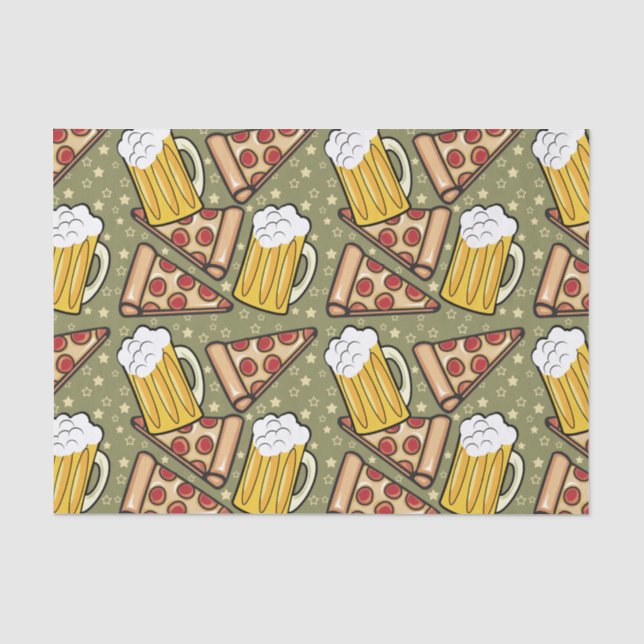 Bier-und Pizza-Grafik Seidenpapier (Vorderseite)