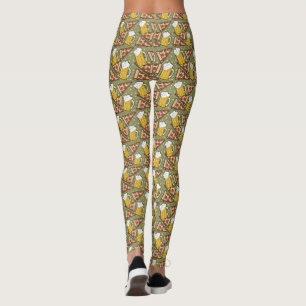 Bier-und Pizza-Muster Leggings