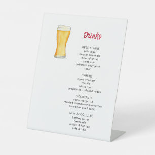 Bier- und Pizza-Party-Getränkekarte Sockelschild