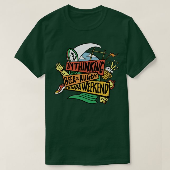 Bier und Rugby T-Shirt (Design vorne)