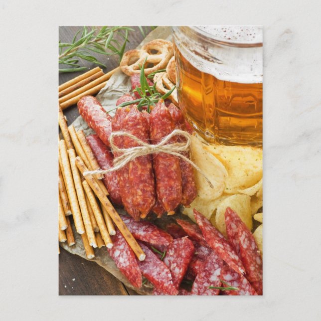 Bier und Snacks Postkarte (Vorderseite)