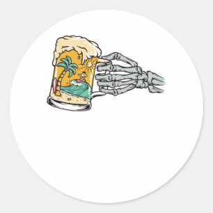 Bier und Strand Runder Aufkleber