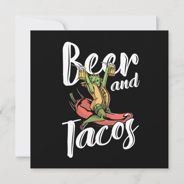 Bier und Tacos Mexiko Chili Nachos Geschenk Einladung (Vorderseite)