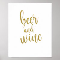 Bier und Wein Gold Glitzer 8x10 Hochzeitszeichen