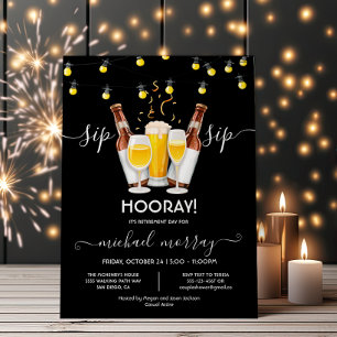 Bier und Wein Rente Party Sip Sip Hooray Einladung