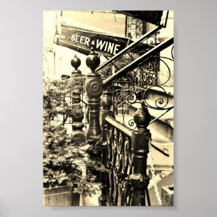 Bier und Weine-Sepia-Poster Poster