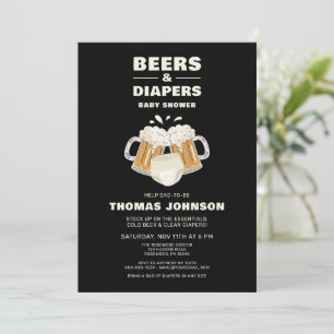 Bier und Windeln Baby Dusche Party Einladung