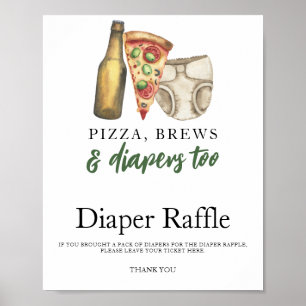 Bier und Windeln Baby Shower Windel-Raffle Poster