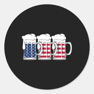 Bier USA-Flagge Merica Trinkende amerikanische Män Runder Aufkleber