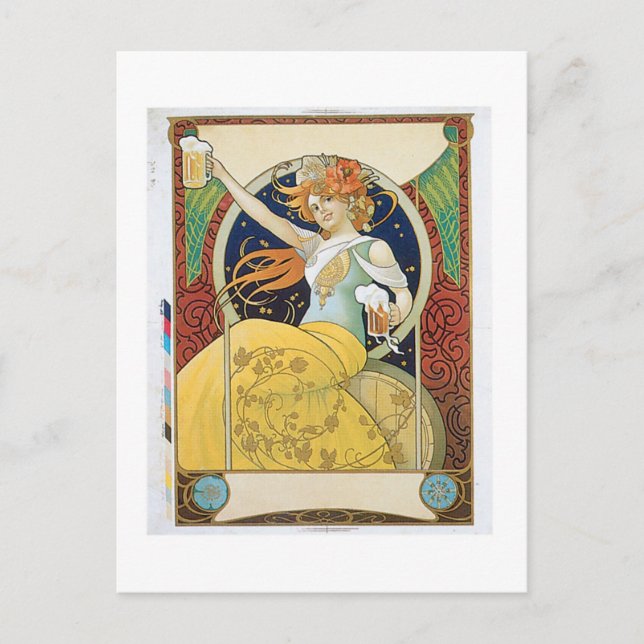 Bier Vintages Getränk und Kunst Postkarte (Vorderseite)
