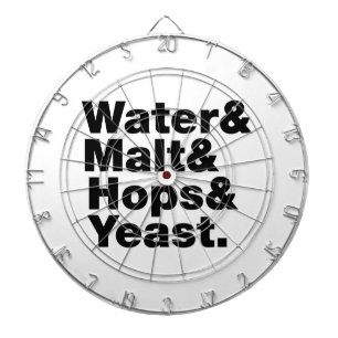Bier = Wasser & Malt & Hopfen & Hefe. Dartscheibe