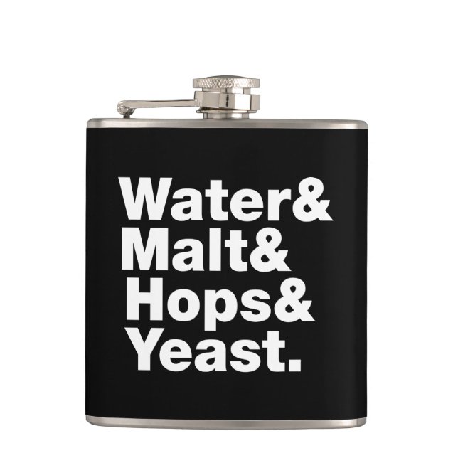 Bier = Wasser & Malt & Hopfen & Hefe. Flachmann (Vorderseite)