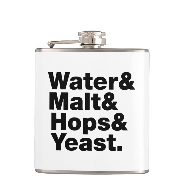 Bier = Wasser & Malt & Hopfen & Hefe. Flachmann (Vorderseite)