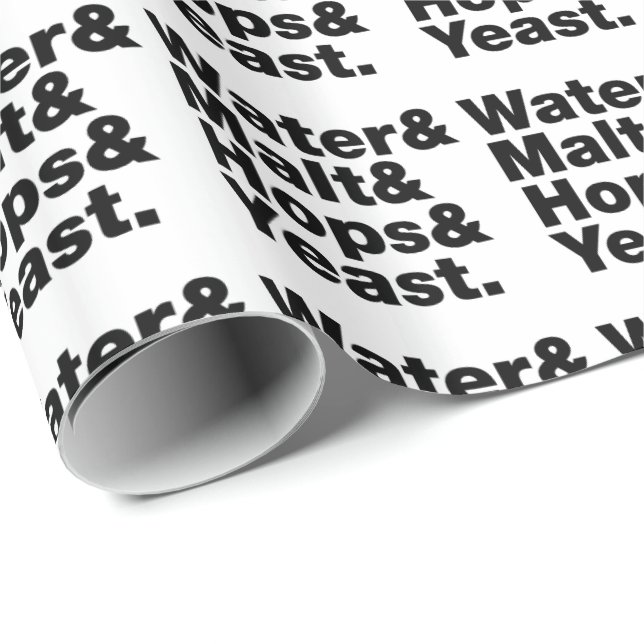 Bier = Wasser & Malt & Hopfen & Hefe. Geschenkpapier (Rolleneckpunkt)