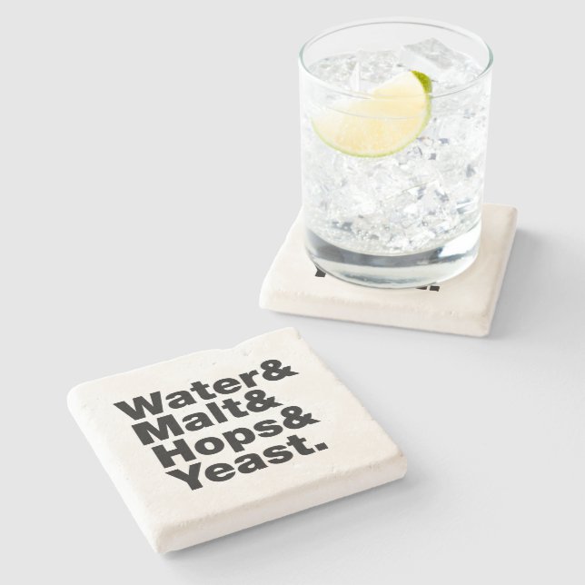 Bier = Wasser & Malt & Hopfen & Hefe. Steinuntersetzer (Seitenansicht)