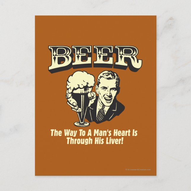 Bier: Weg zum Herzen durch die Leber Postkarte (Vorderseite)