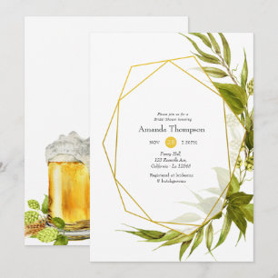 Bier Weide Grün und Gold Geometrische Brautparty Einladung