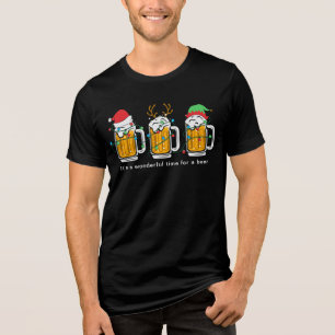 Bier Weihnachten Lichter Funny Festivals Feiertag Tri-Blend Shirt