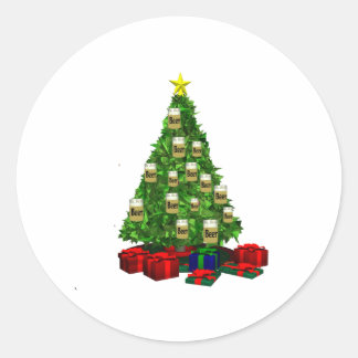 Bier-Weihnachtsbaum Runder Aufkleber