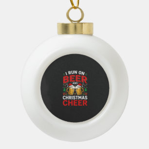 Bier Weihnachtsfreude Feiertags Trinken Keramik Kugel-Ornament
