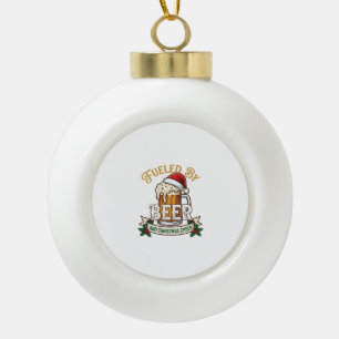Bier-Weihnachtsfreude-Tasse-Santa-Hut-Stechpalme Keramik Kugel-Ornament