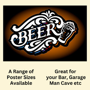 BIER - Weiß auf braun Poster