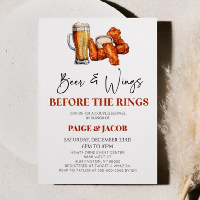 Bier & Wings vor Rings Wedding Couples Dusche Einladung (Von Creator hochgeladen)