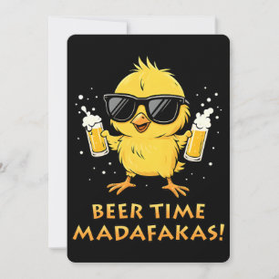 Bier Zeit Madafakas Lustiges Meme Ente Gans Retro Einladung