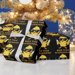 Bier-Zeit Madafakas Lustiges Meme Ente Gans Retro Geschenkpapier