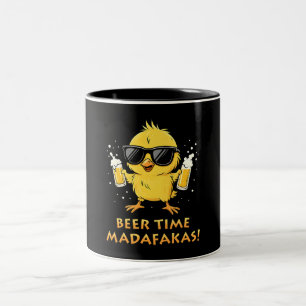 Bier-Zeit Madafakas Lustiges Meme Ente Gans Retro Zweifarbige Tasse