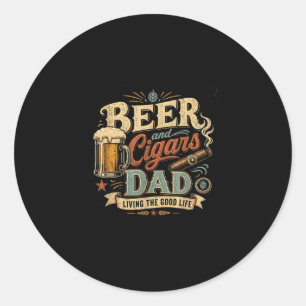 Bier-Zigarre-Liebhaber-Vater Retro-70er-Jahre Vint Runder Aufkleber