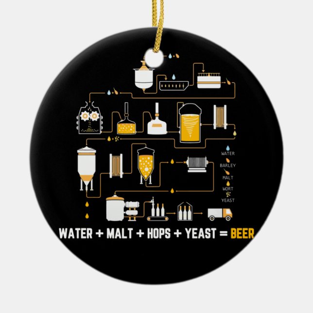 Bier-Zyklusdiagramm für hausgemachte Hopfen-Hefe Keramik Ornament (Vorne)