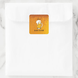 Bierbar-Geschäft Vintage-Logoschopf Quadratischer Aufkleber