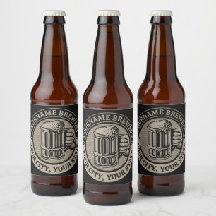 Bierbrauen personalisierte NAME Brauerei großer Be Bierflaschenetikett