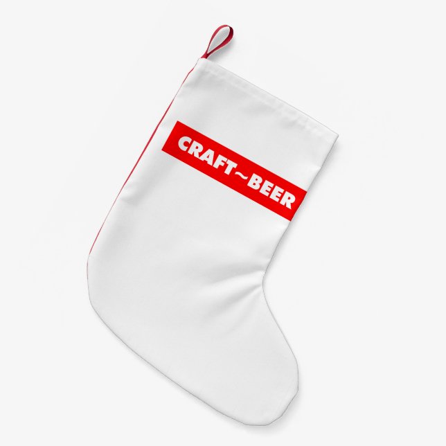 Bierbrauer rot auf Weiß Kleiner Weihnachtsstrumpf (Vorderansicht (hängend))