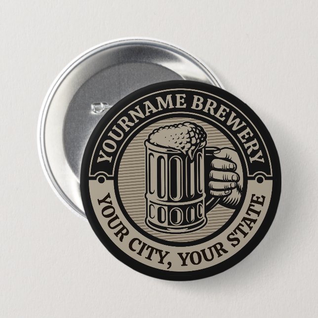 Bierbrauerei Personalisiert NAME Brauerei Big Tass Button (Vorne & Hinten)