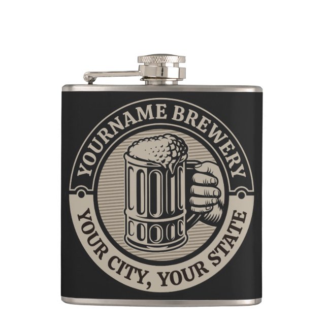 Bierbrauerei Personalisiert NAME Brauerei Big Tass Flachmann (Vorderseite)