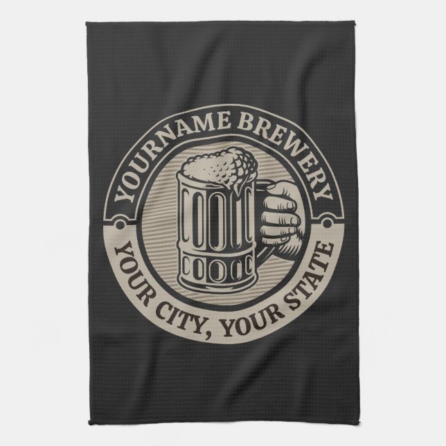 Bierbrauerei Personalisiert NAME Brauerei Big Tass Geschirrtuch (Vertikal)
