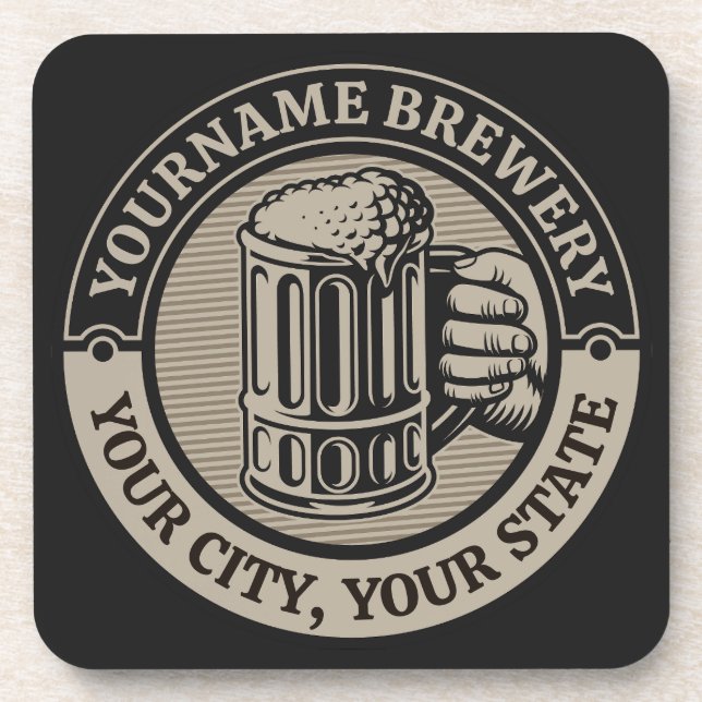 Bierbrauerei Personalisiert NAME Brauerei Big Tass Getränkeuntersetzer (Vorderseite)
